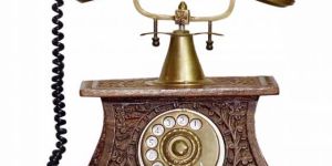 Golden Brass Telephone Decorative Showpiece