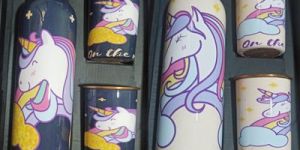 Unicorn Printed Copper Bottle Gift Set