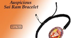 Auspicious Sai RAM Bracelet in Gold with Rubies