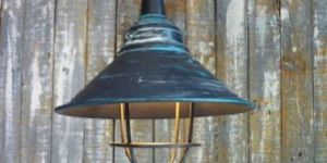 Conical Pendant Lamp with WIre Cage