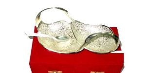 Silver Plated Double Duck Bowl Set