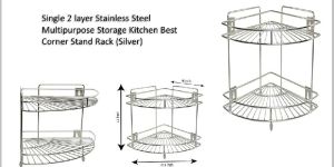 2 Layer Stainless Steel Corner Stand Rack