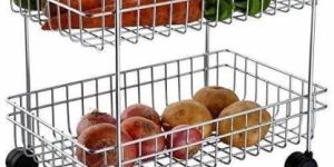 2 Layer SS Vegetable Fruits Storage Kitchen Basket