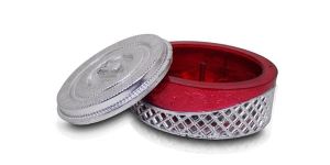 Multipurpose Royal Design Round Silver Storage Box