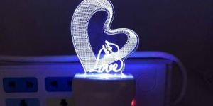 Solid 3D Illusion Designer Night Heart Shaped Lamps