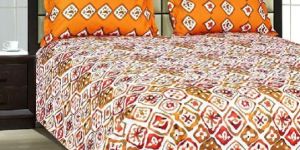 Cotton Pink & Orange Double Bed Sheet