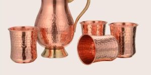Copper Jug and Glass Set