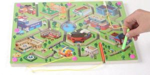 Wooden Magnetic City Maze Game