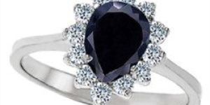 Black PEAR SHAPE Moissanite Diamond Ring
