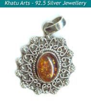 Sterling Silver Amber Pendants