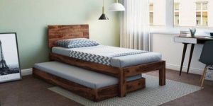 Wooden Finish Single Bed