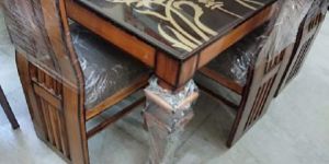 Wooden Glass Dining Table Set