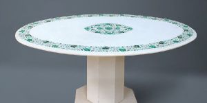 Round Handcrafted Marble Table Tops