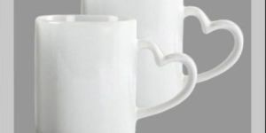 Ceramic White Heart Handle Sublimation Mug