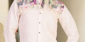 Mens Printed Linen Shirt
