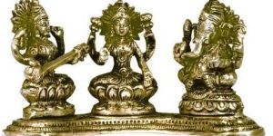 Brass Saraswati Lakshmi Ganesh Statue