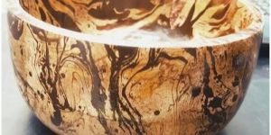 Wooden Textured Bowl 6 in