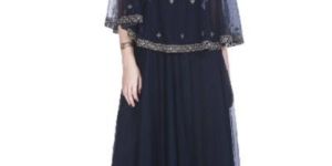 Navy Blue Polyester Net Gown