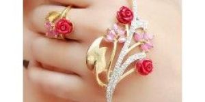 American Diamond Style Bracelet Ring Set