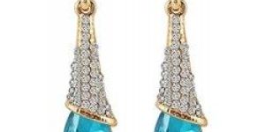 Gold-Blue Zircon Drop Earrings