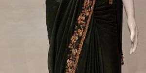 Green Resham Embroidered Work Saree