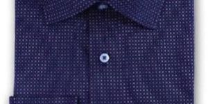 Navy Geometric Poplin Printed Shirt