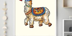 Boho Llama Nursery Wall Art Print