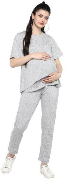 Knitted Grey Nursing Night Wear Set