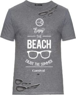 GREY HALF SLEEVE BEACH T-SHIRT