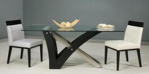 Glass Wood Dining Table