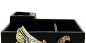 Black Wood Office Storage Box