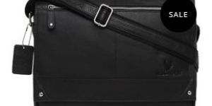 Mens Black Leather Messanger Bag