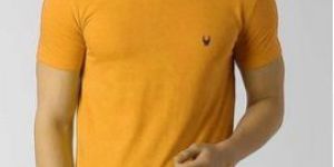 Mens Yellow Round Neck T-Shirt