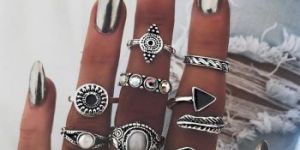 Ladies Tribal Stone Silver Ring