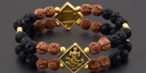 Black Brown Ganpati Mens Bracelet