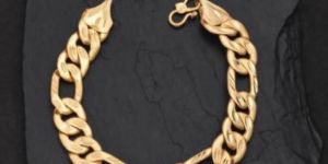 Luca Thick Link 23.5K Gold Plated Mens Bracelet