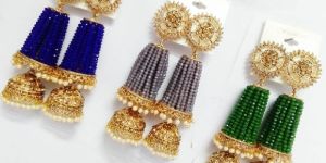 Crystal Earrings with Jhumki