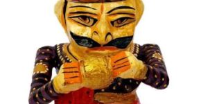 Wooden Rajasthani Sitting Musician Statue