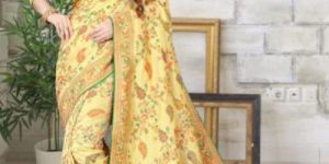 Lichi Silk Weaving Mustard Jacquard Saree