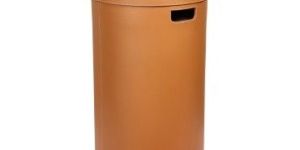 Tan Leather Round Laundry Box