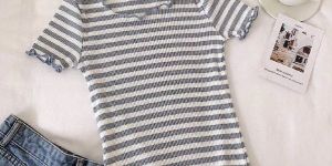 Fashiontiara Grey Ruffle Bodycon T Shirt