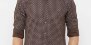 Donzell Men Coffee Regular Fit Printed Casual Shirt