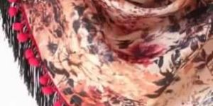 Sexy Red Floral Printed Triangle Scarf