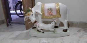 Marble Cow And Calf Statue