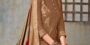 Brown Silk Straight Suit