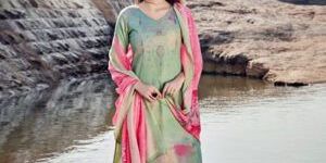 Green Digital Print Cotton Suit