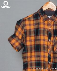 Yellow Cotton Checks Shirt
