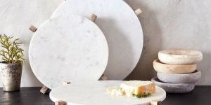 Marble and Wooden Cake Stand