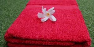 Ruby Red Cotton Bath Towels