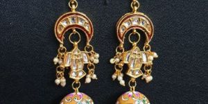 Meenakari Gold Fish Design Earrings